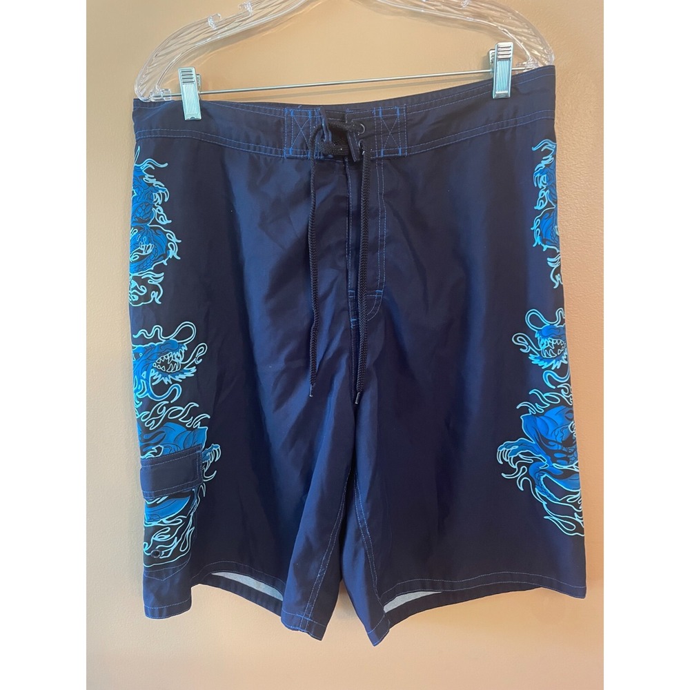 PHYS. SCI. Boardshorts Men's Size 36 Swim Trunks Blue Dragon Pre-Owned